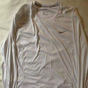 NIKE WHITE LONG SLEEVE RUNNING SHIRT